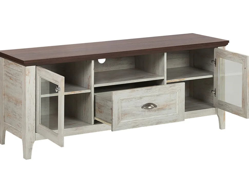 Tv-Mobel Beige / Dunkler Holzfarbton 141 X 42 X 58 Cm Medan