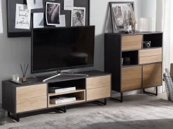 Tv-Mobel Dunkler / Heller Holzfarbton 140 X 35 X 44 Cm Maine