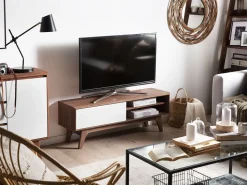 Tv-Mobel Dunkler Holzfarbton / Weis 117 X 35 X 44 Cm Buffalo