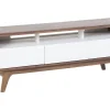 Tv-Mobel Dunkler Holzfarbton / Weis Mit 3 Schubladen 140 X 39 X 53 Cm Syracuse