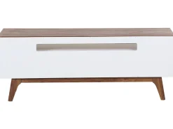 Tv-Mobel Dunkler Holzfarbton / Weis Mit 3 Schubladen 140 X 39 X 53 Cm Syracuse