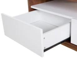 Tv-Mobel Dunkler Holzfarbton / Weis Mit 3 Schubladen 140 X 39 X 53 Cm Syracuse