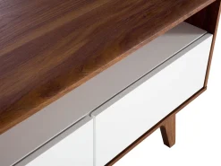 Tv-Mobel Dunkler Holzfarbton / Weis Mit 3 Schubladen 140 X 39 X 53 Cm Syracuse