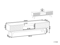 Tv-Mobel Dunkler Holzfarbton / Weis Mit Schublade 149 X 35 X 44 Cm Detroit