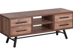 Tv-Mobel Heller Holzfarbton Mit 4 Schubladen 127 X 40 X 51 Cm Atlanta