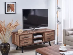 Tv-Mobel Heller Holzfarbton Mit 4 Schubladen 127 X 40 X 51 Cm Atlanta