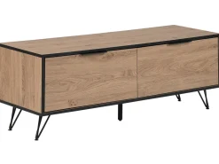 Tv-Mobel Heller Holzfarbton / Schwarz 120 X 40 X 46 Cm Halston