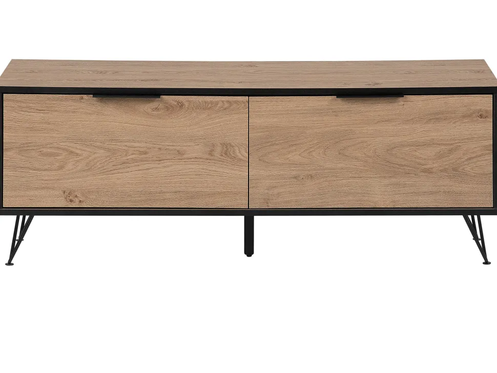 Tv-Mobel Heller Holzfarbton / Schwarz 120 X 40 X 46 Cm Halston
