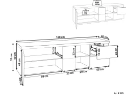 Tv-Mobel Heller Holzfarbton / Weis 160 X 40 X 52 Cm Farada