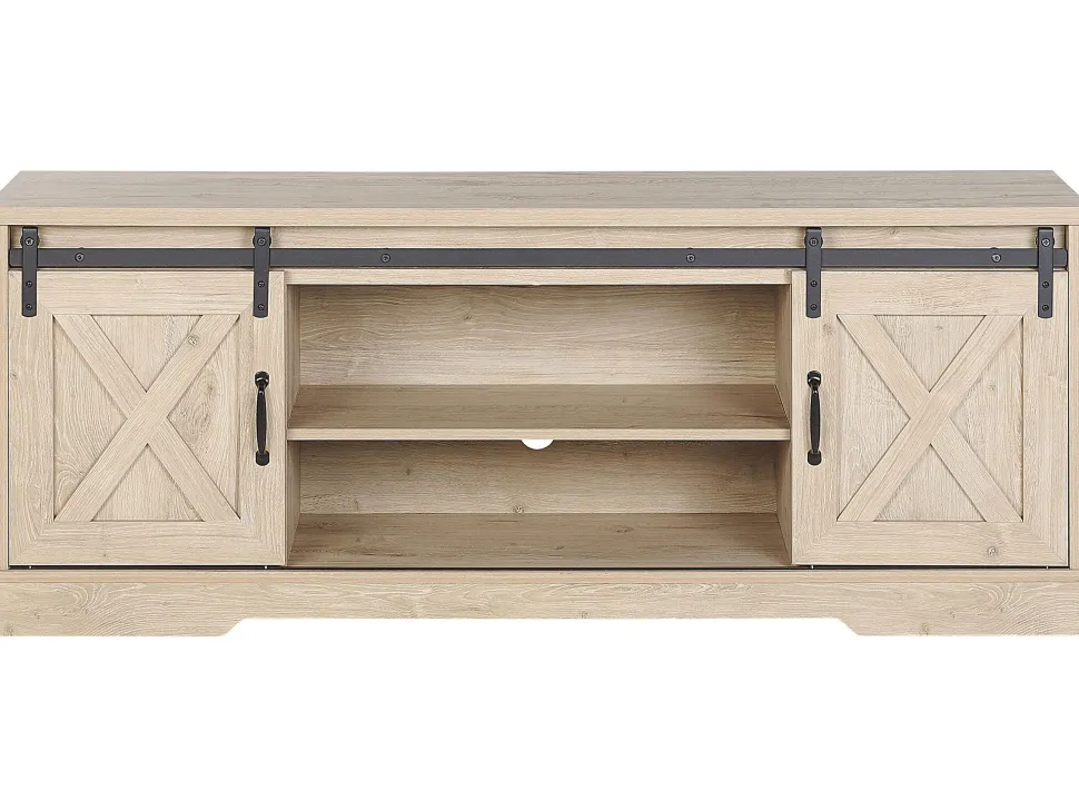 Tv-Mobel Heller Holzfarbton 2 Schiebeturen 150 X 40 X 60 Cm Ulan