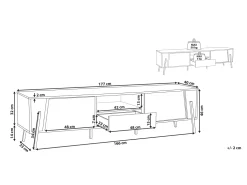 Tv-Mobel Heller Holzfarbton / Schwarz Mit Schublade 177 X 40 X 46 Cm Blackpool
