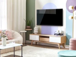 Tv-Mobel Heller Holzfarbton / Weis 149 X 35 X 44 Cm Eerie