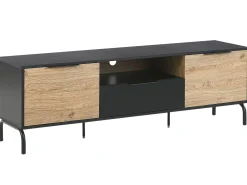 Tv-Mobel Schwarz / Heller Holzfarbton 160 X 41 X 52 Cm Arkley