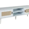 Tv-Mobel Weis / Heller Holzfarbton Rattan-Turen 140 X 39 X 45 Cm Parton
