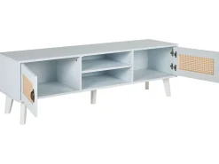 Tv-Mobel Weis / Heller Holzfarbton Rattan-Turen 140 X 39 X 45 Cm Parton