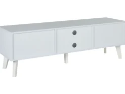 Tv-Mobel Weis / Heller Holzfarbton Rattan-Turen 140 X 39 X 45 Cm Parton
