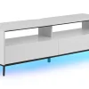 Tv-Mobel Weis / Hochglanz Mit Led-Beleuchtung 2 Schubladen 150 X 42 X 52 Cm Sydney