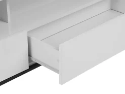 Tv-Mobel Weis / Hochglanz Mit Led-Beleuchtung 2 Schubladen 150 X 42 X 52 Cm Sydney