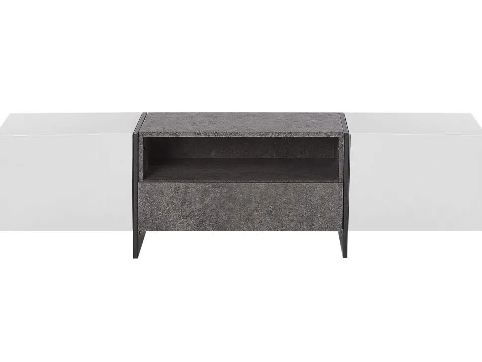 Tv-Mobel Weis Betonoptik Mit Led-Beleuchtung 162 X 39 X 43 Cm Russel