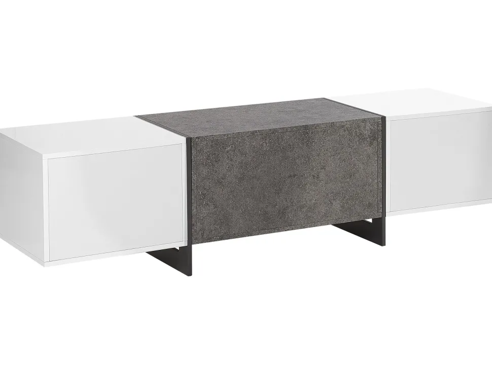 Tv-Mobel Weis Betonoptik Mit Led-Beleuchtung 162 X 39 X 43 Cm Russel