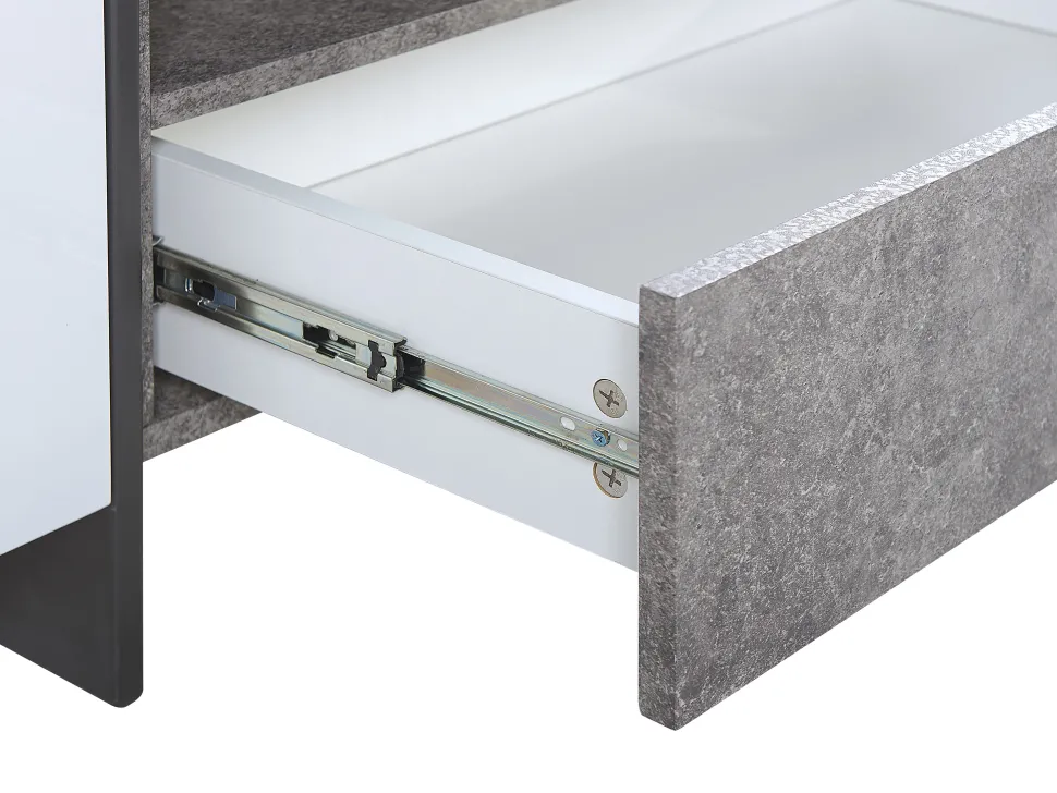 Tv-Mobel Weis Betonoptik Mit Led-Beleuchtung 162 X 39 X 43 Cm Russel