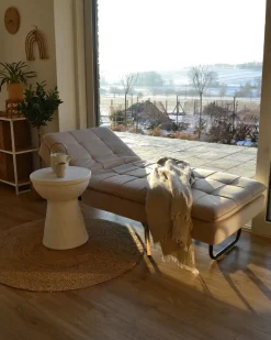 Velvet Chaise Lounge Beige Loiret