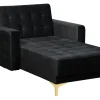 Velvet Chaise Lounge Black Aberdeen