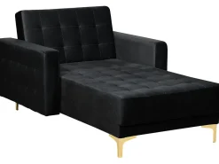 Velvet Chaise Lounge Black Aberdeen
