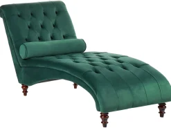 Velvet Chaise Lounge Dark Green Muret