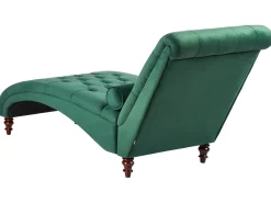 Velvet Chaise Lounge Dark Green Muret