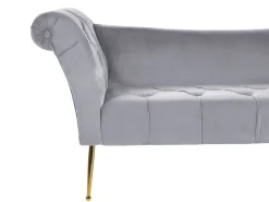 Velvet Chaise Lounge Grey Nantilly