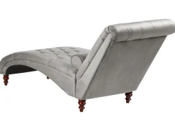 Velvet Chaise Lounge Light Grey Muret