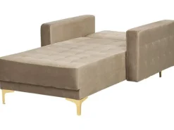 Velvet Chaise Lounge Sand Beige Aberdeen