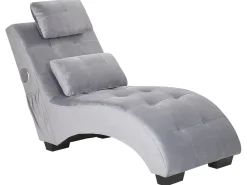 Velvet Chaise Lounge With Bluetooth Speaker Usb Port Grey Simorre