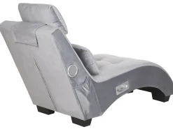 Velvet Chaise Lounge With Bluetooth Speaker Usb Port Grey Simorre