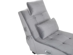 Velvet Chaise Lounge With Bluetooth Speaker Usb Port Grey Simorre