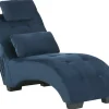 Velvet Chaise Lounge With Bluetooth Speaker Usb Port Blue Simorre