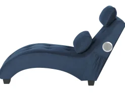 Velvet Chaise Lounge With Bluetooth Speaker Usb Port Blue Simorre