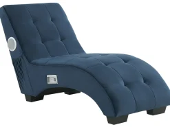 Velvet Chaise Lounge With Bluetooth Speaker Usb Port Blue Simorre