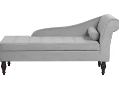 Velvet Chaise Lounge With Storage Light Grey Pessac