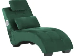 Velvet Chaise Lounge With Bluetooth Speaker Usb Port Green Simorre