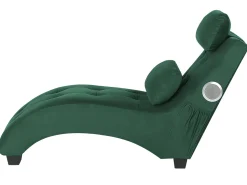 Velvet Chaise Lounge With Bluetooth Speaker Usb Port Green Simorre