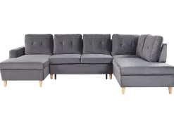 Velvet Corner Sofa Bed With Storage Grey Lerum