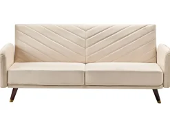Velvet Fabric Sofa Bed Beige Senja