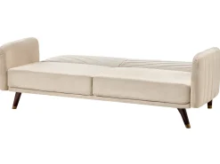 Velvet Fabric Sofa Bed Beige Senja