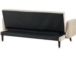 Velvet Fabric Sofa Bed Beige Senja