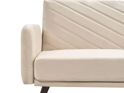 Velvet Fabric Sofa Bed Beige Senja