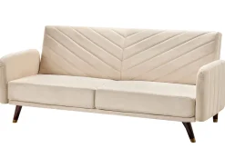 Velvet Fabric Sofa Bed Beige Senja