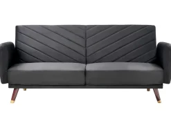 Velvet Fabric Sofa Bed Black Senja