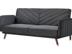 Velvet Fabric Sofa Bed Black Senja